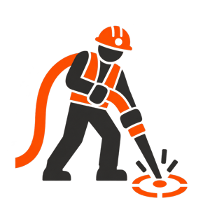 Operator using a vacuum excavation lance for controlled non-destructive digging